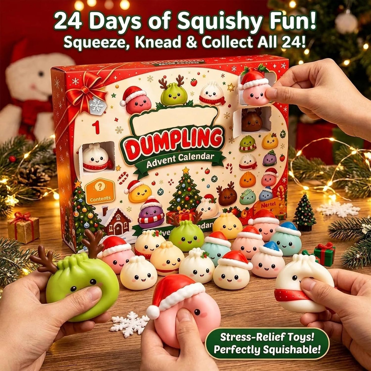 2026 Christmas Squishies Advent Calendar, 24 Day Mini Collectible Figures
