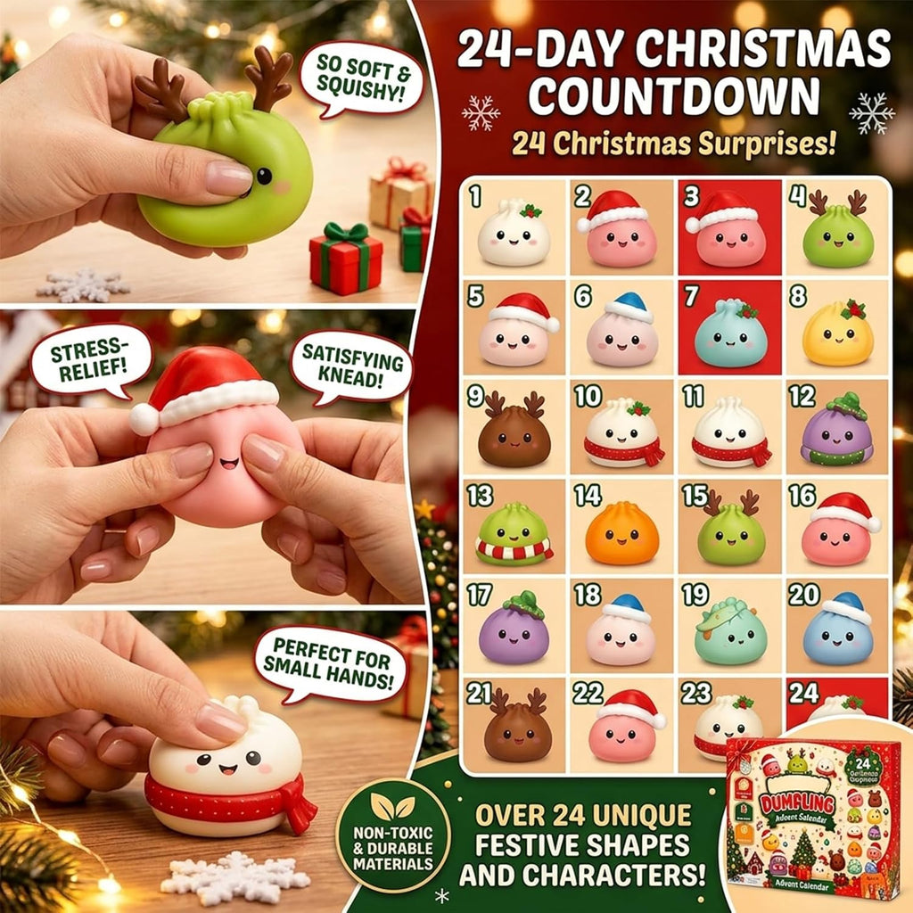 2026 Christmas Squishies Advent Calendar, 24 Day Mini Collectible Figures