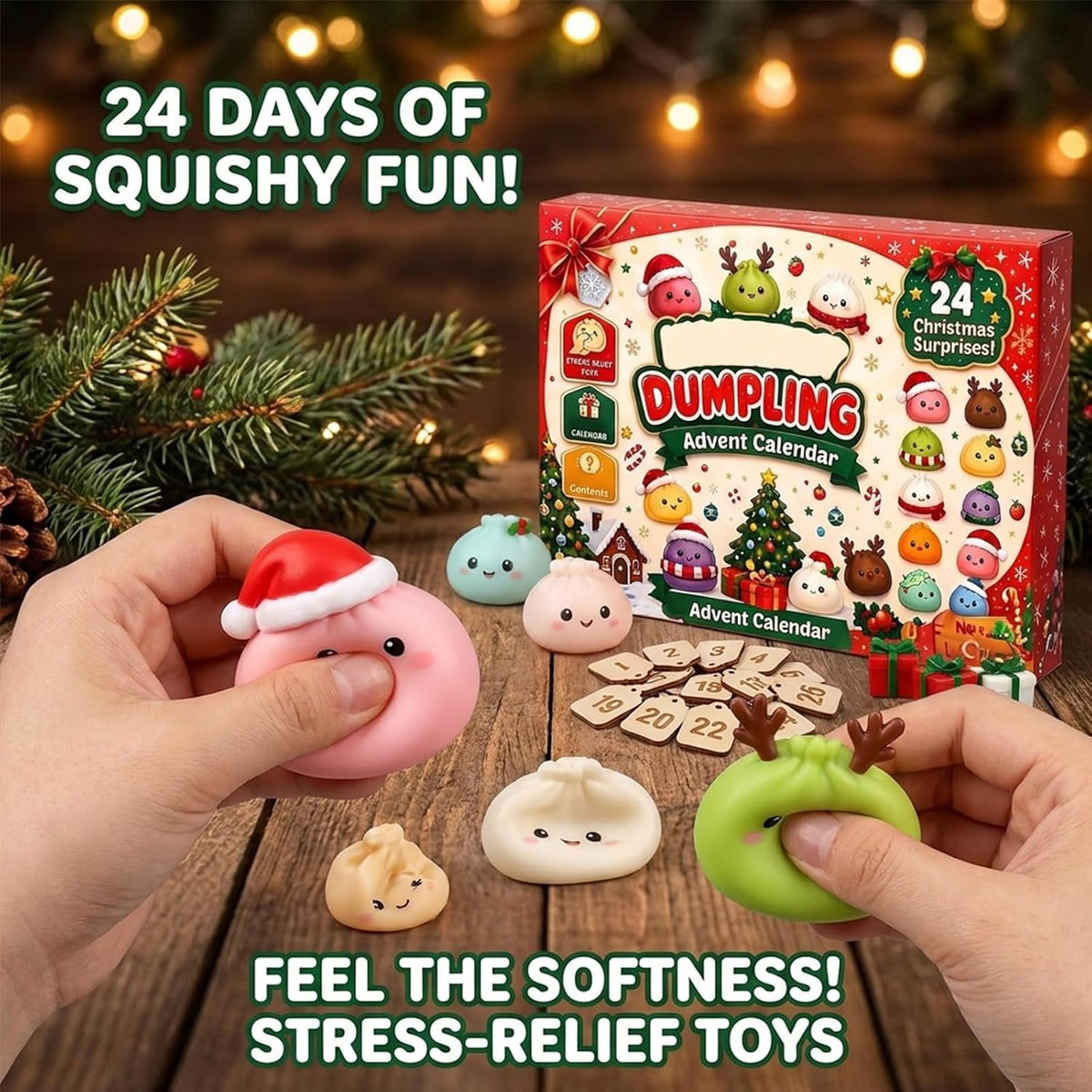 2026 Christmas Squishies Advent Calendar, 24 Day Mini Collectible Figures